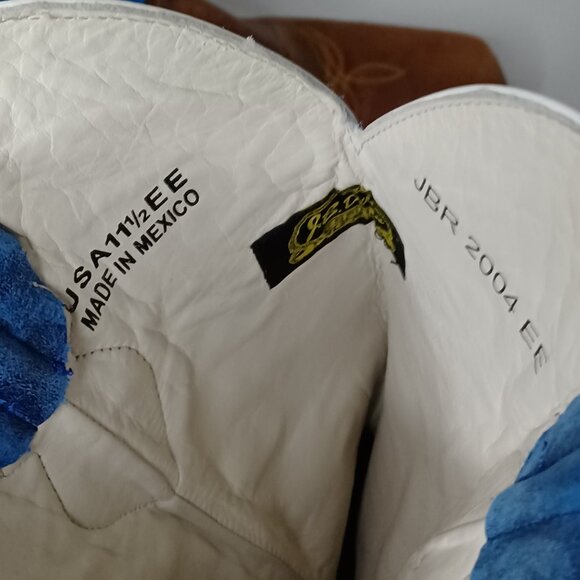 Vintage J.B. Dillon Reserve Cowboy Boots Mens 11.5EE Tan/Blue Rodeo Rancher 2004 - Picture 11 of 14